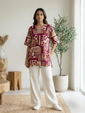 Burgundy Printed Short Kurti
