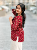 Maroon Buti Print Short Kurti