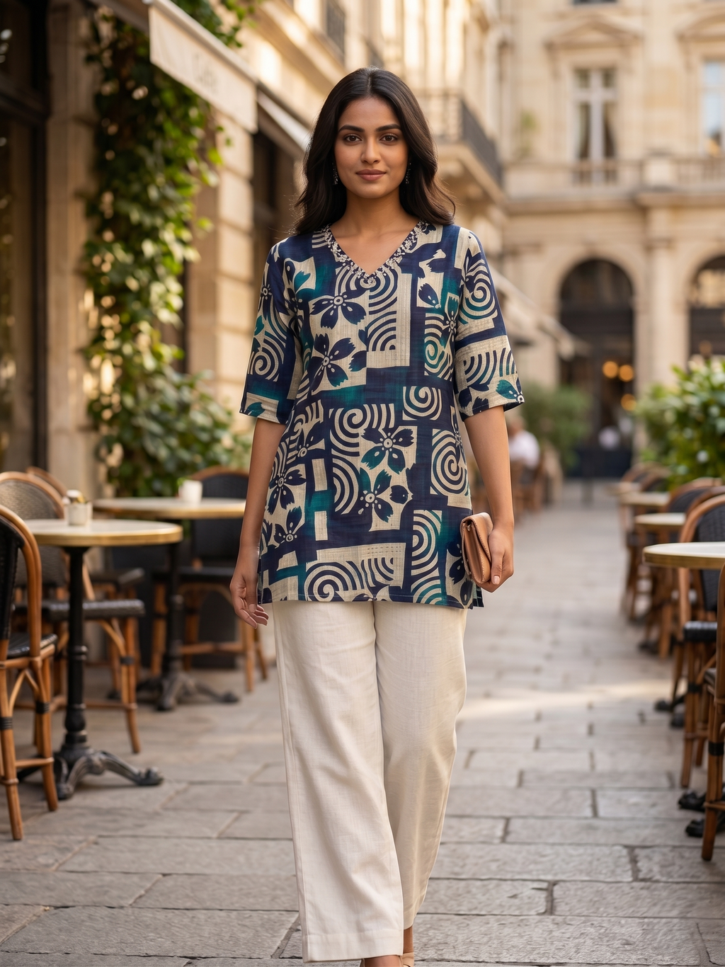 Indigo Mosaic Short Kurti